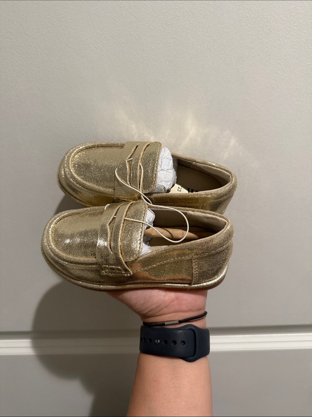 ZARA Kids Metallic Gold Slip-On Loafers